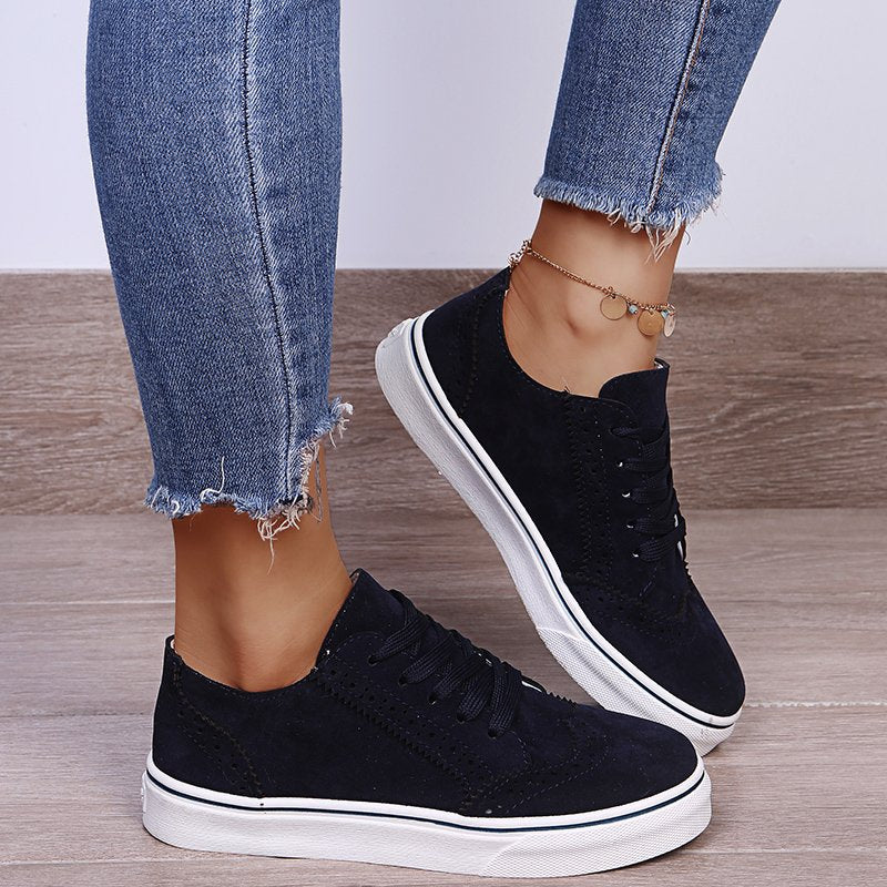 Suede Lace-Up Flat Sneakers